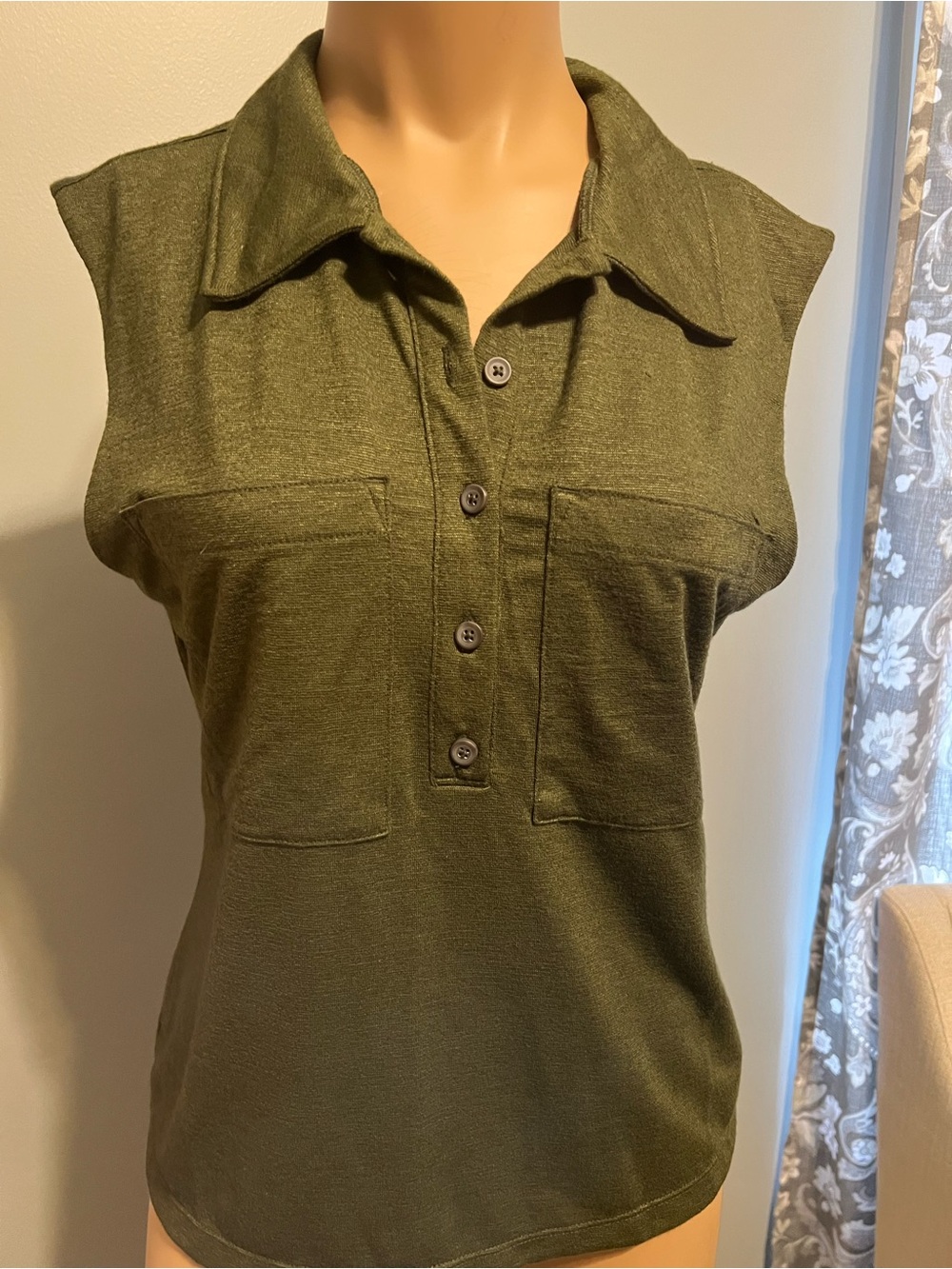 Banana Republic Sleeveless Olive Green Polo Tank Top
